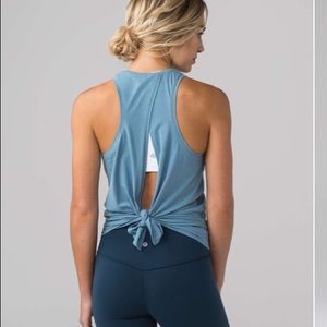 lululemon athletica Blue Tie-Back Racerback Tank
